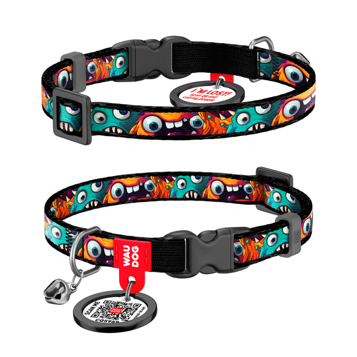 Waudog Zgarda nylon pisici Toothed Monster