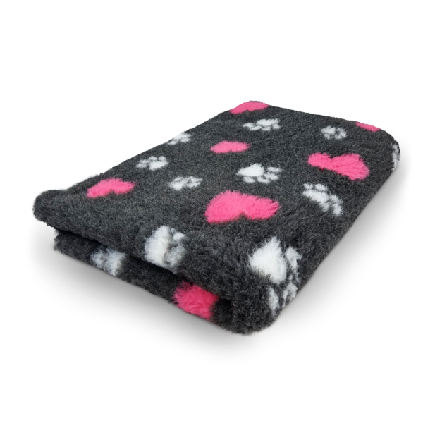 VET BED Covoras Antiderapant Antracit cu inimi si labute albe