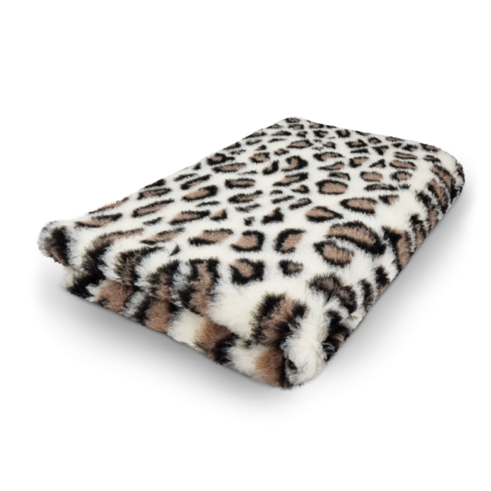 VET BED Covors Antiderapant Leopard Crem cu Maro