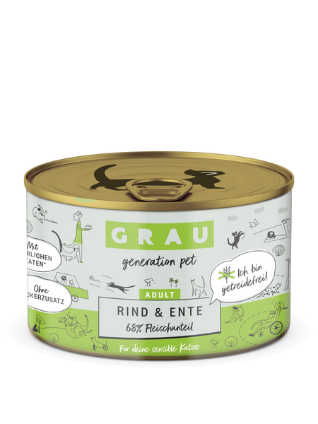 Grau Conserva pentru Pisici cu Carne de Vita si Rata 200 g