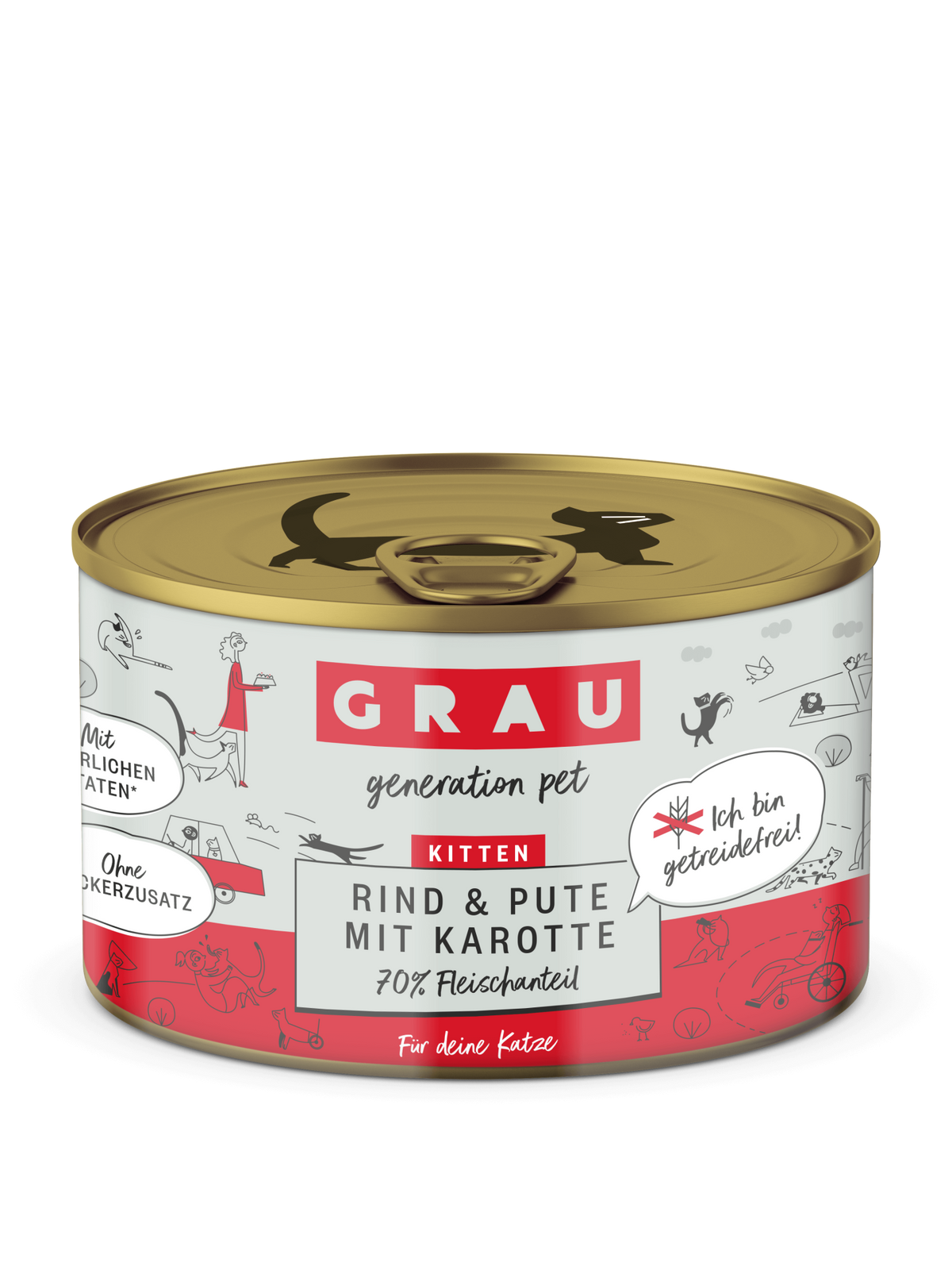 Grau Conserva pentru Pisoi cu Carne de Vita, Curcan si Morcov 200 g