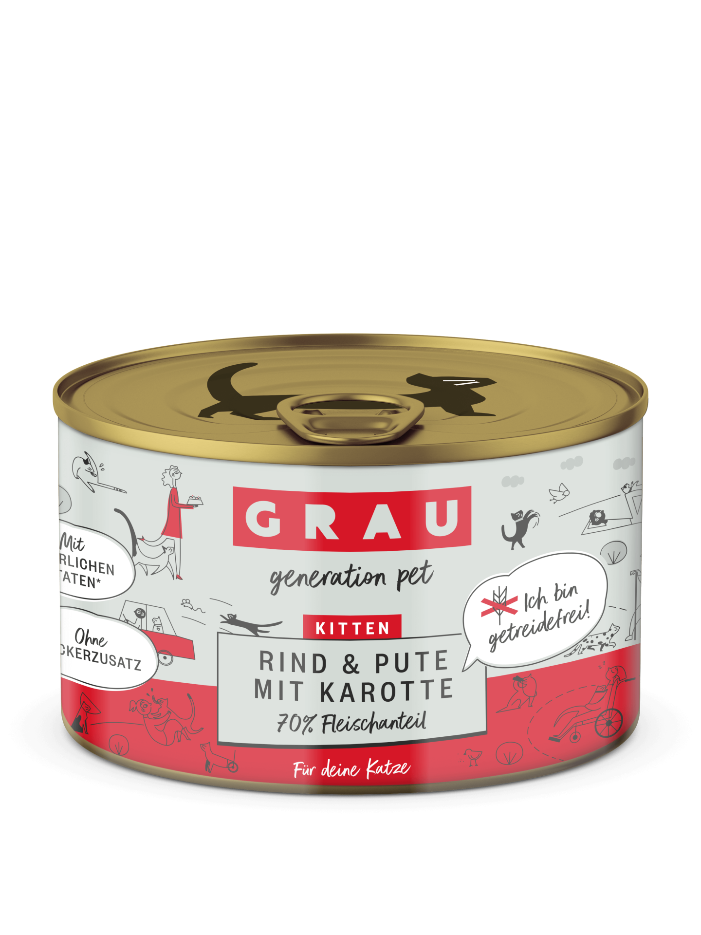 Grau Conserva pentru Pisoi cu Carne de Vita, Curcan si Morcov 200 g