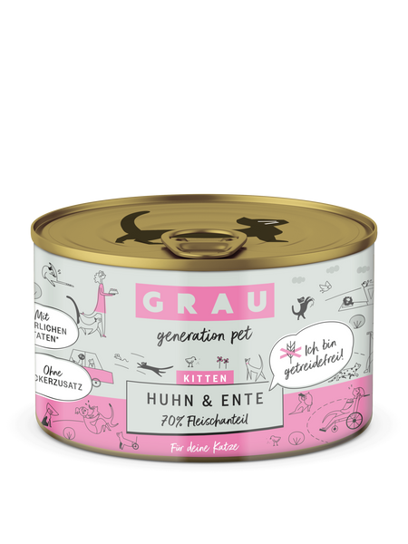 Grau Conserva pentru Pisoi cu Carne de Pui si Rata 200 g