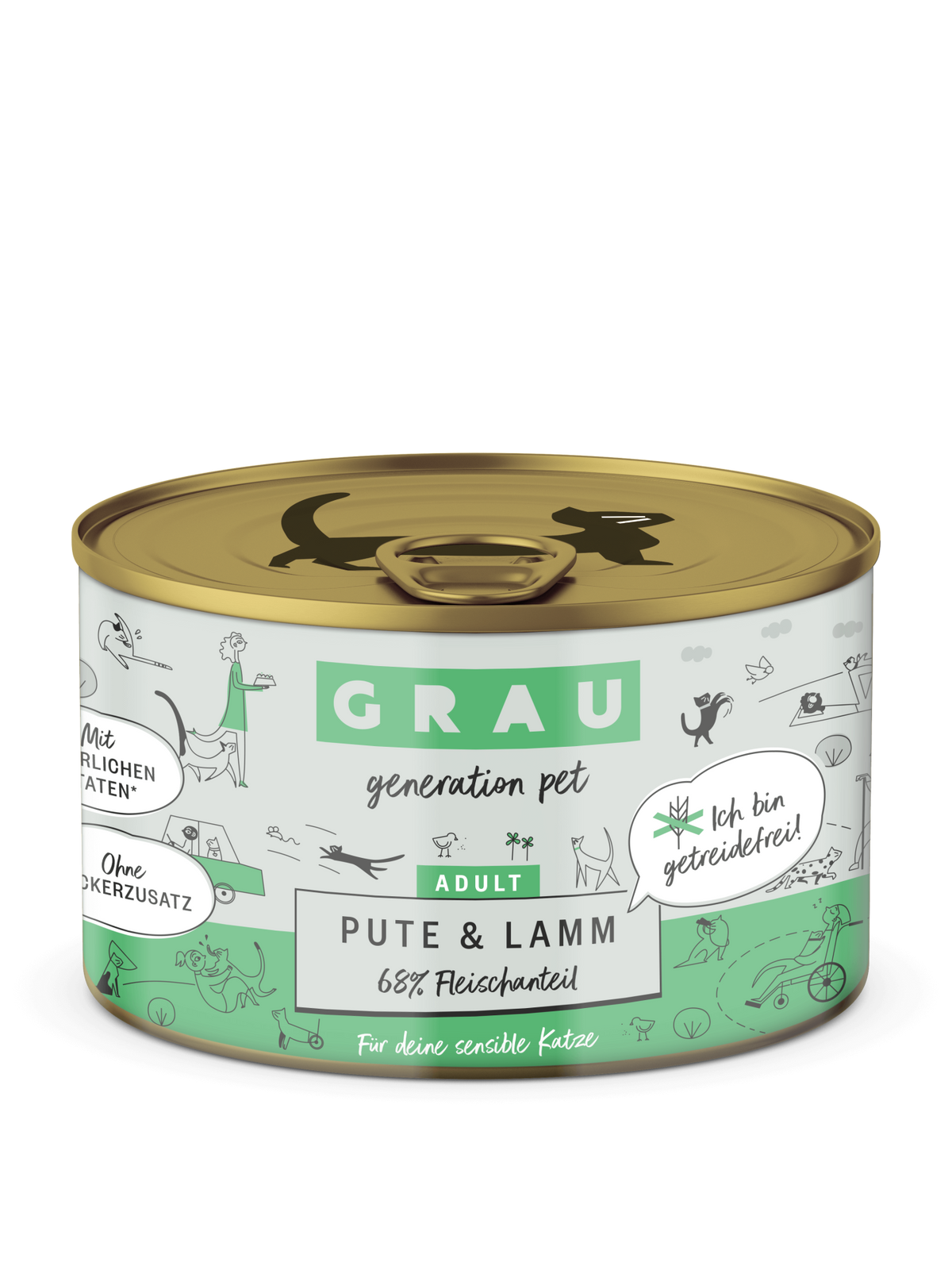 Grau Conserva pentru Pisici cu Carne de Curcan si Miel 200 g