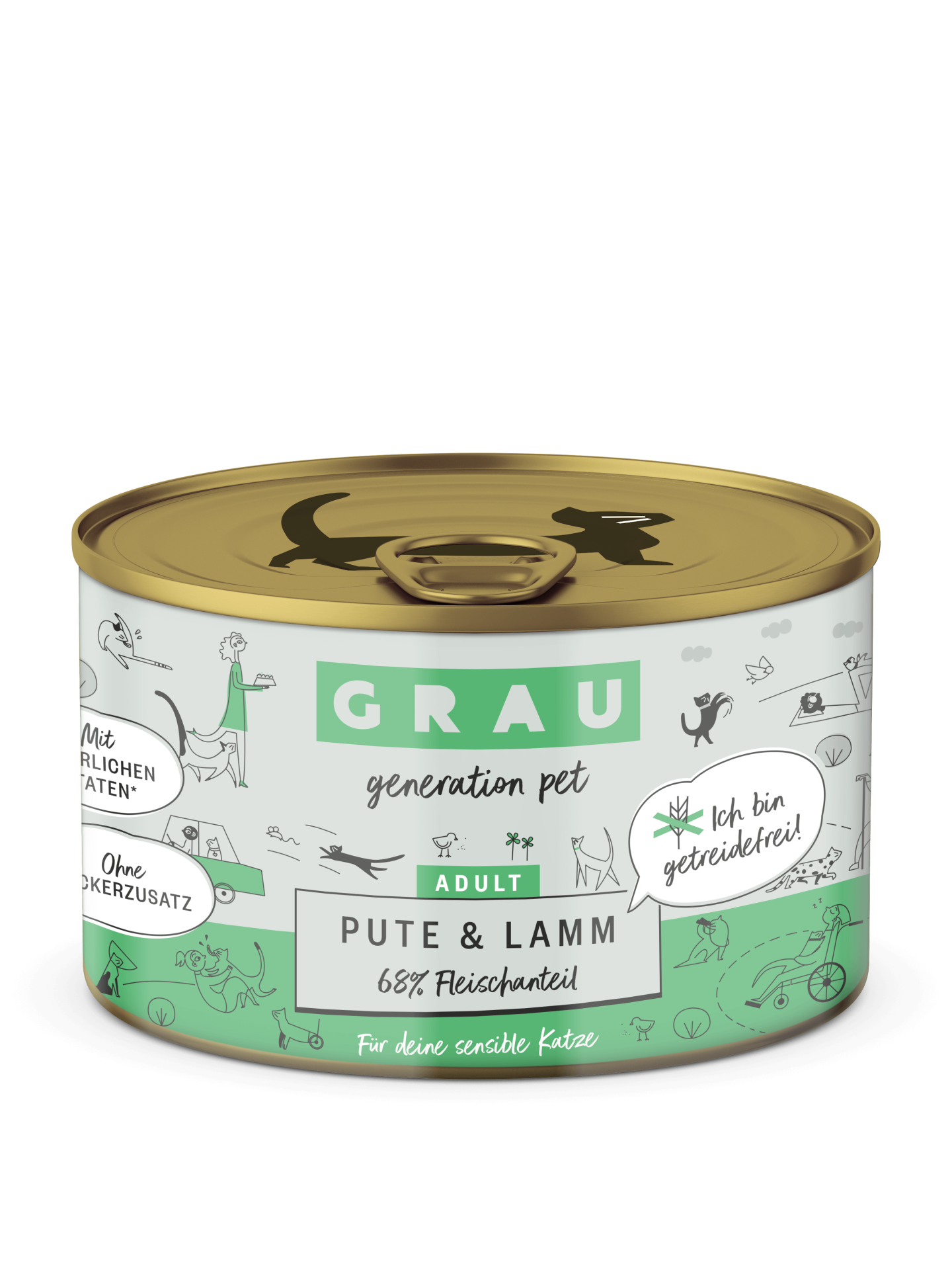 Grau Conserva pentru Pisici cu Carne de Curcan si Miel 200 g