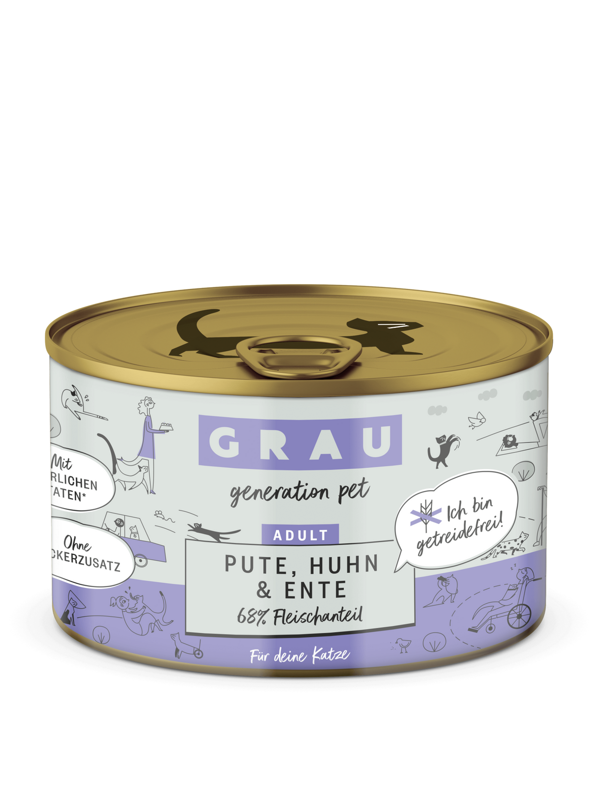 Grau Conserva pentru Pisici cu Carne de Curcan, Pui si Rata 200 g