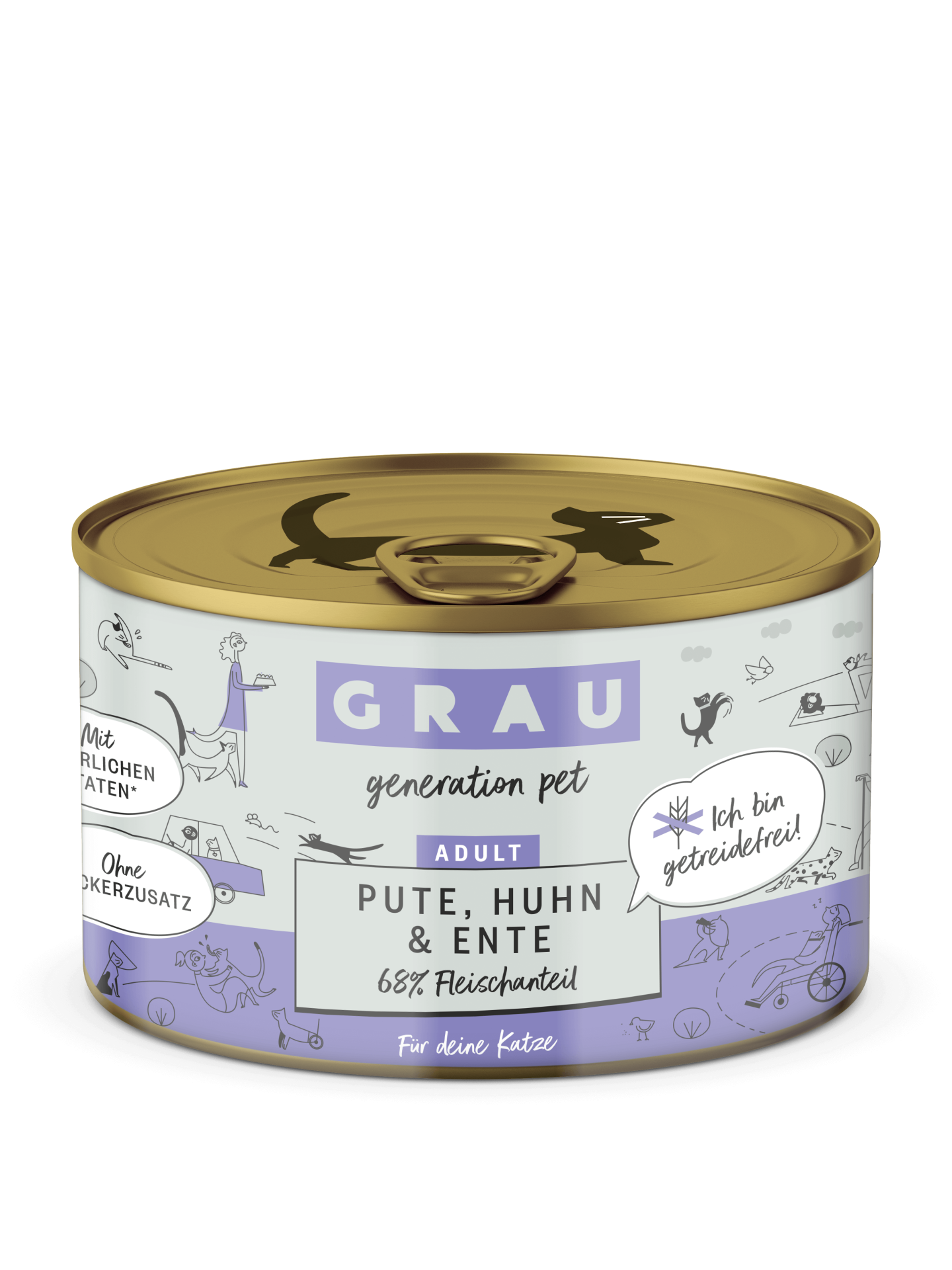 Grau Conserva pentru Pisici cu Carne de Curcan, Pui si Rata 200 g