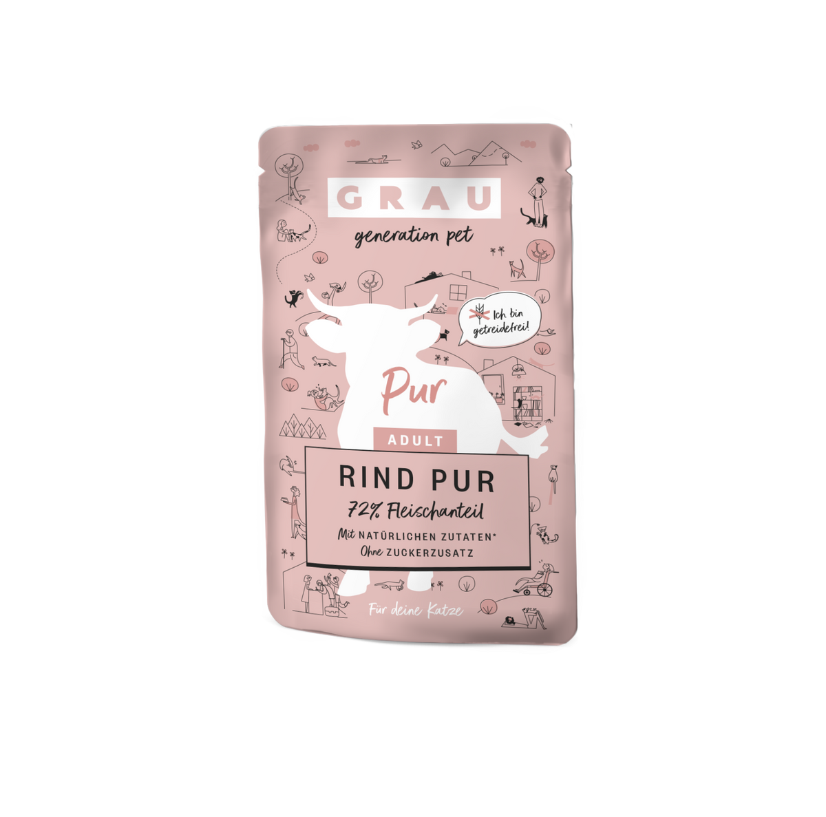 Grau Plic Hrana Umeda Pisica cu Carne de Vita 125g