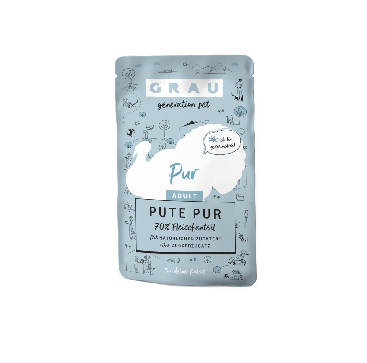 Grau Plic Hrana Umeda Pisica cu Carne de Curcan 125g