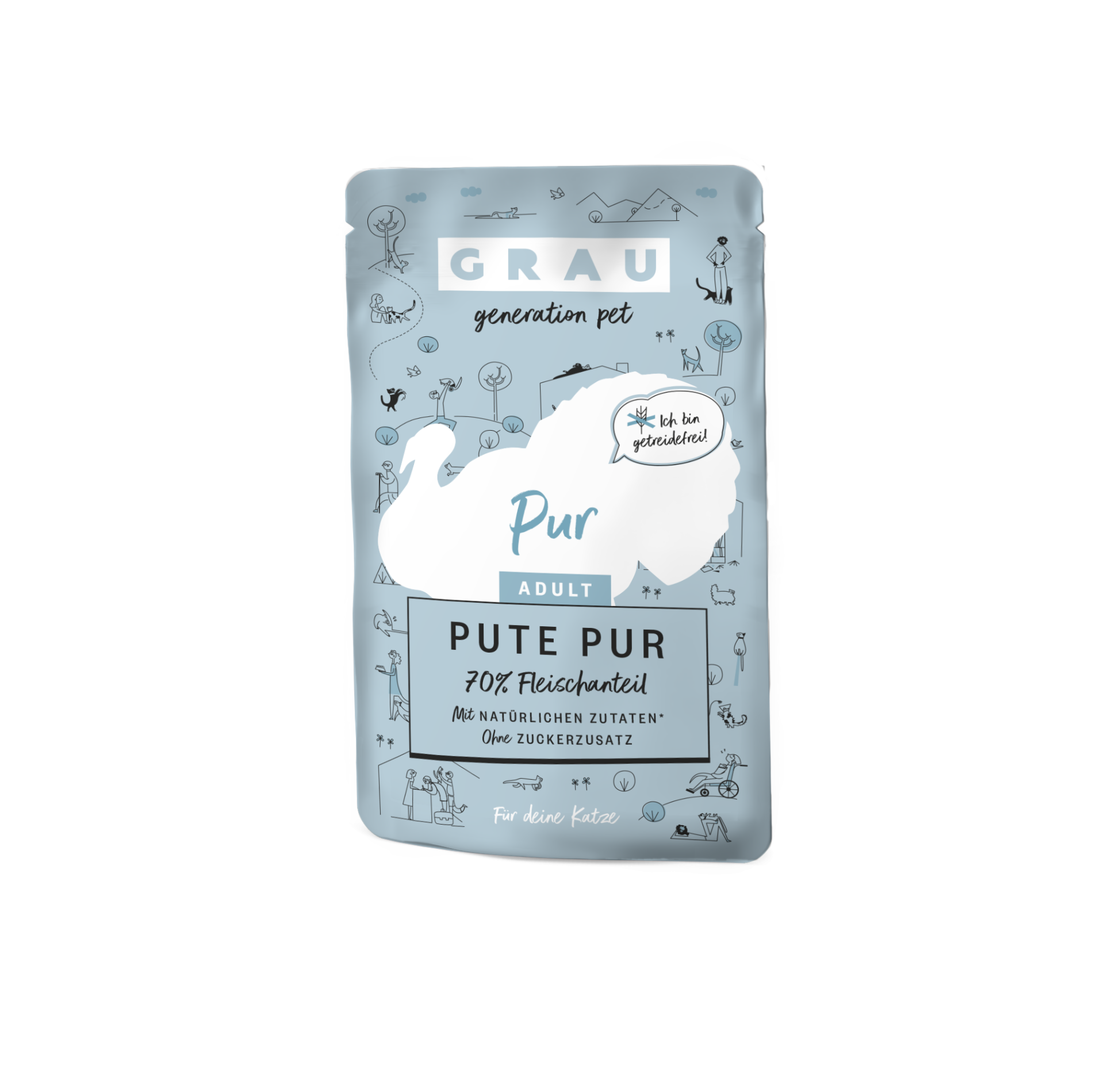 Grau Plic Hrana Umeda Pisica cu Carne de Curcan 125g