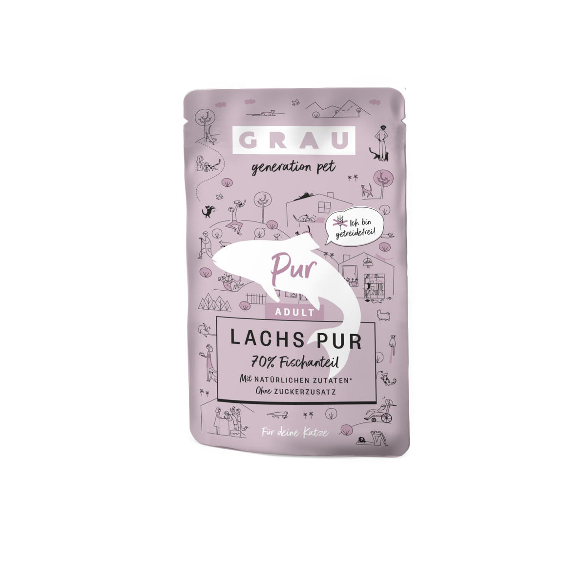 Grau Plic Hrana Umeda Pisica cu Carne de Somon 125g