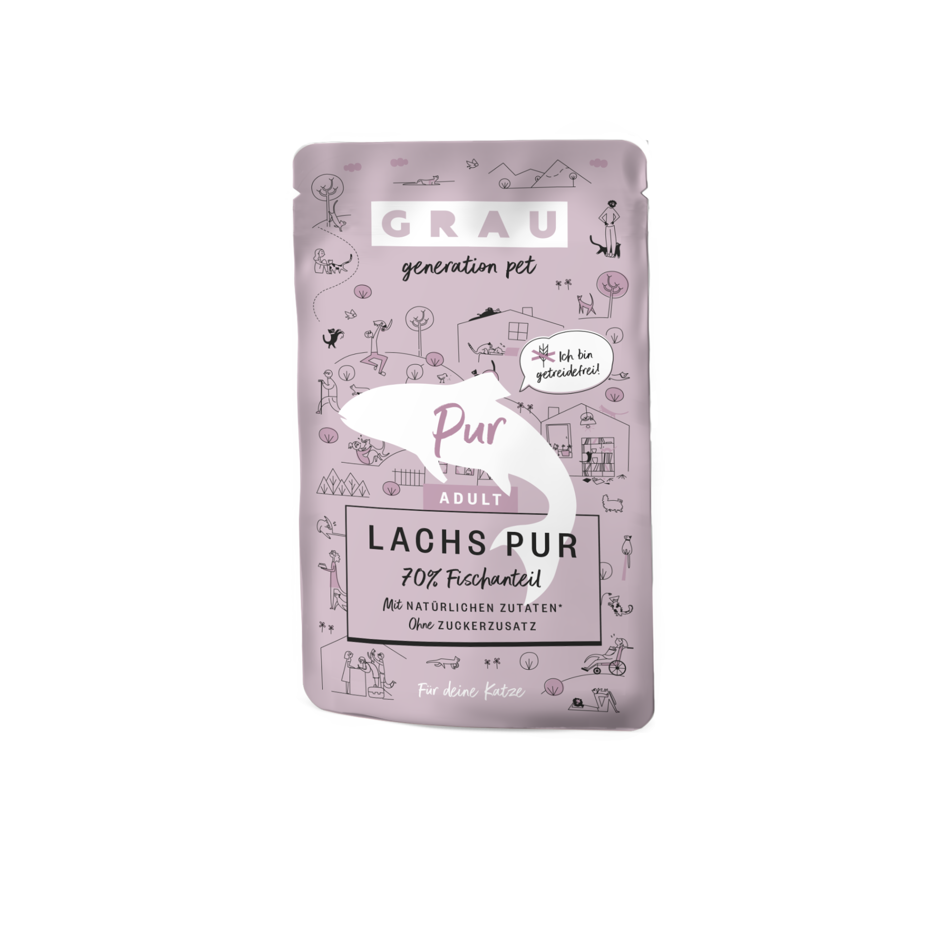 Grau Plic Hrana Umeda Pisica cu Carne de Somon 125g