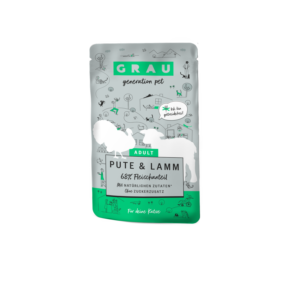 Grau Plic Hrana Umeda Pisica cu Carne de Curcan si Miel 125g