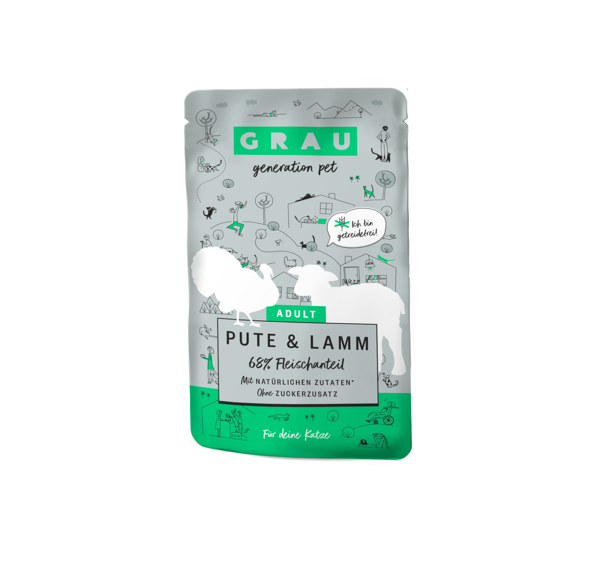 Grau Plic Hrana Umeda Pisica cu Carne de Curcan si Miel 125g