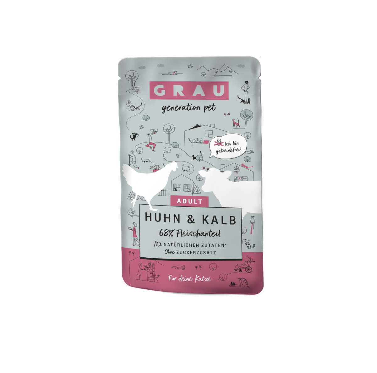 Grau Plic Hrana Umeda Pisica cu Carne de Pui si Vitel 125g