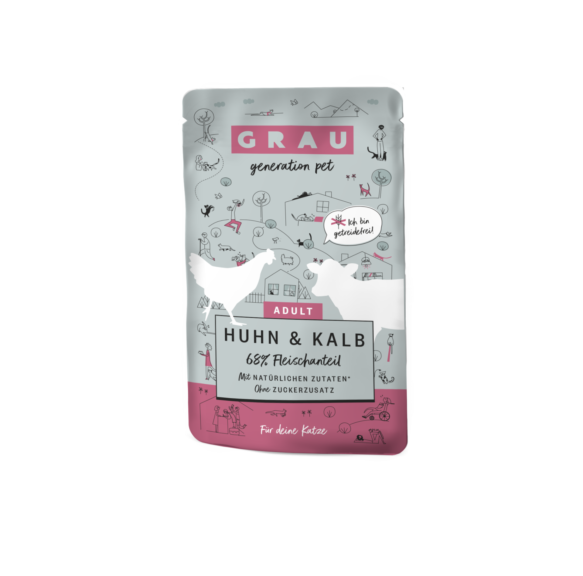 Grau Plic Hrana Umeda Pisica cu Carne de Pui si Vitel 125g