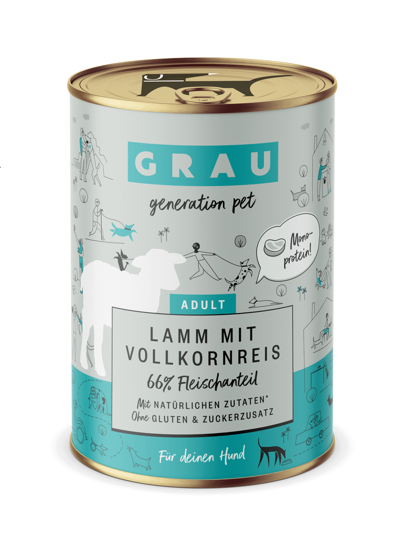 Grau Conserva pentru Caini cu Carne de Miel si Orez Brun