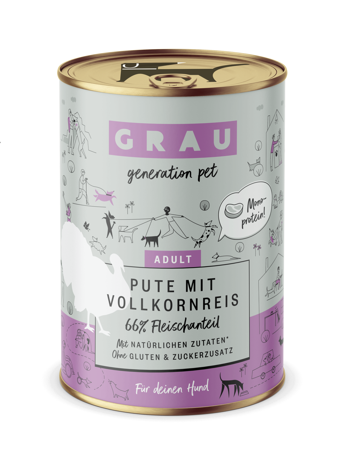 Grau Conserva pentru Caini cu Carne de Curcan si Orez Brun