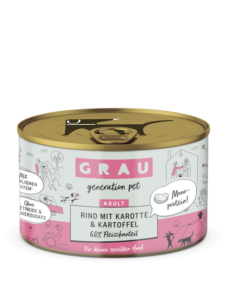 Grau Conserva pentru Caini cu Carne de Vita-Morcov și Cartof
