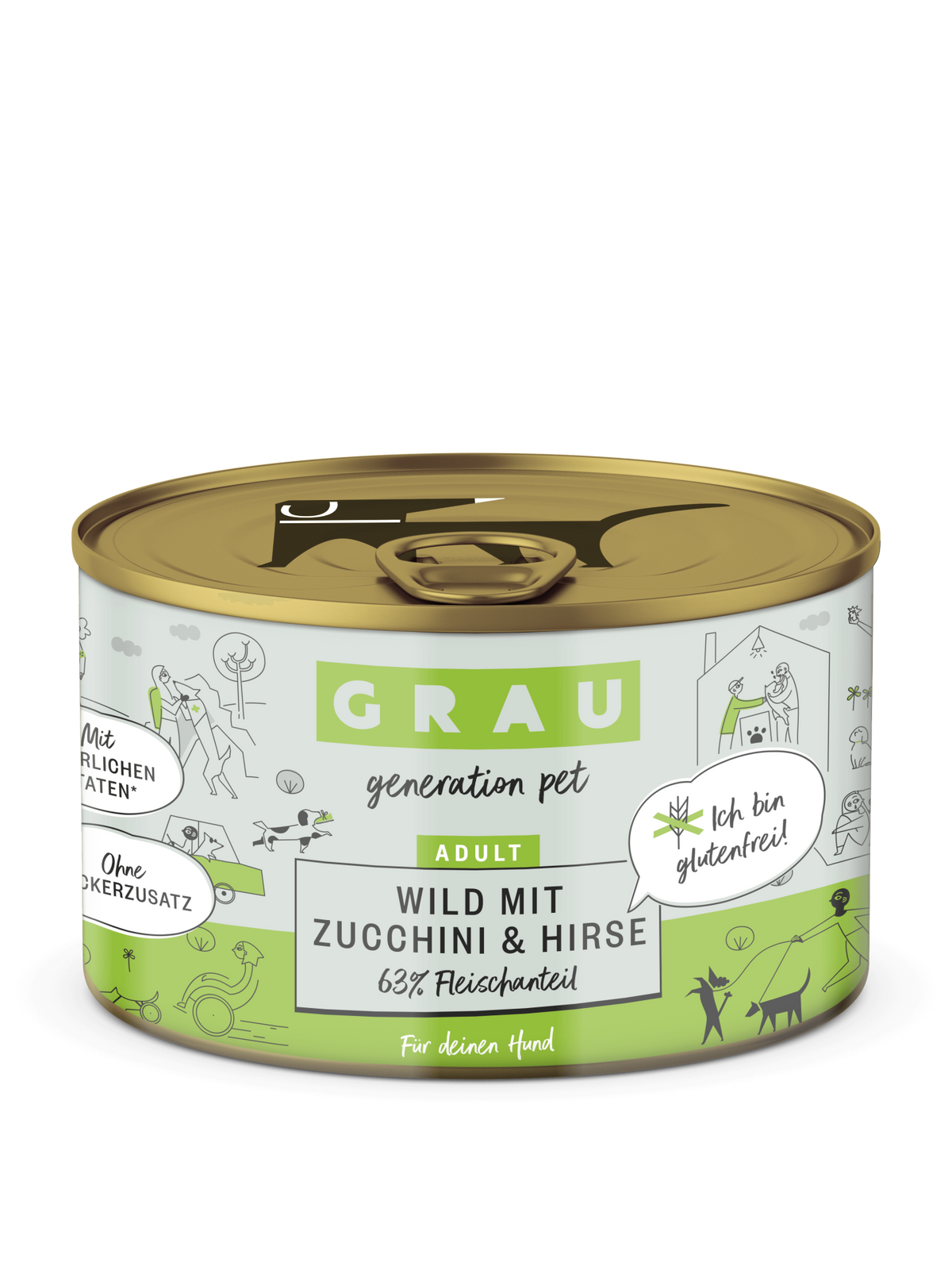 Grau Conserva pentru Caini cu Carne de Vanat, Zucchini si Mei