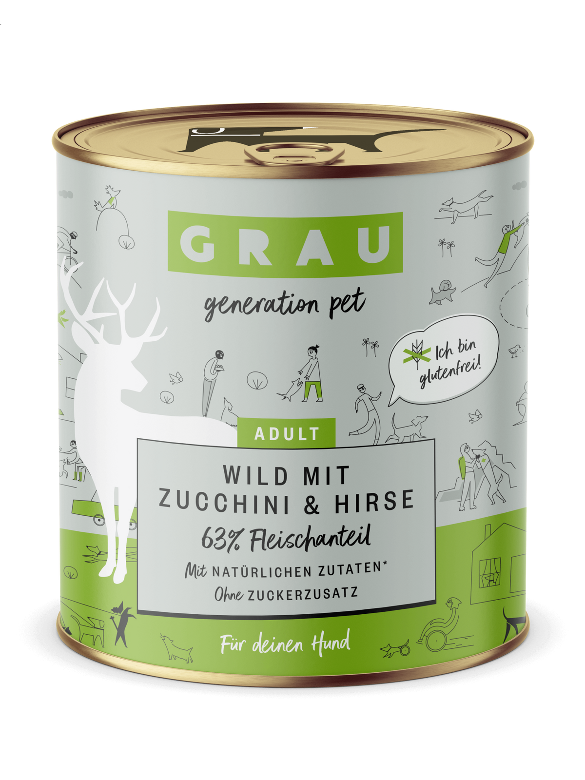 Grau Conserva pentru Caini cu Carne de Vanat, Zucchini si Mei