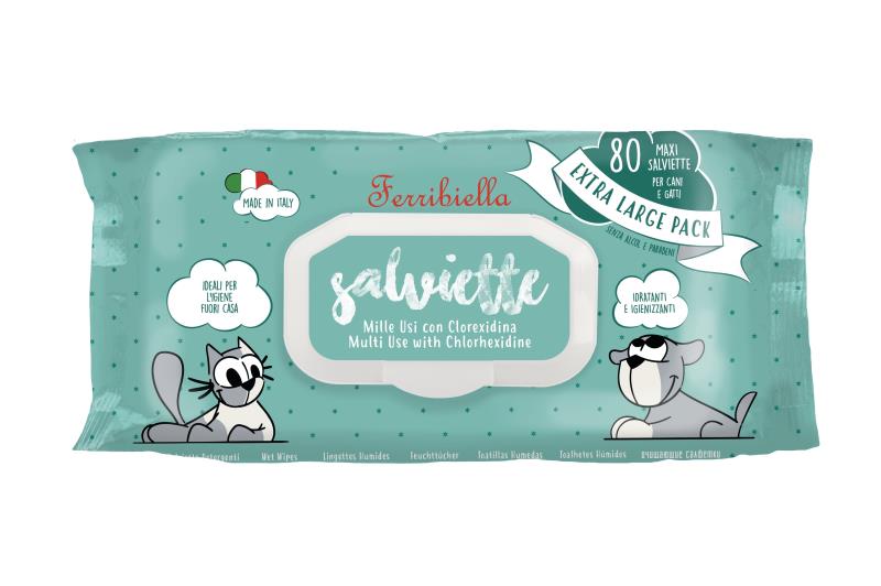 Servetele umede pentru caini si pisici cu Clorhexidina 80buc