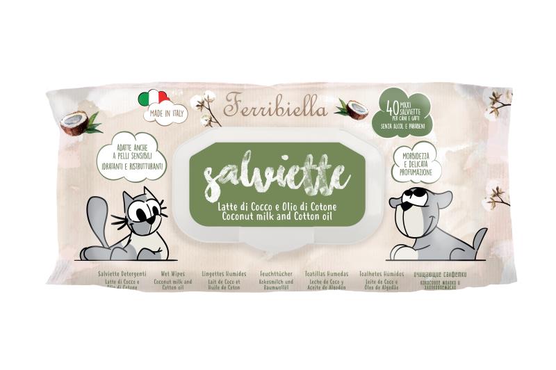 Servetele umede pentru caini si pisici cu Cocos 40buc