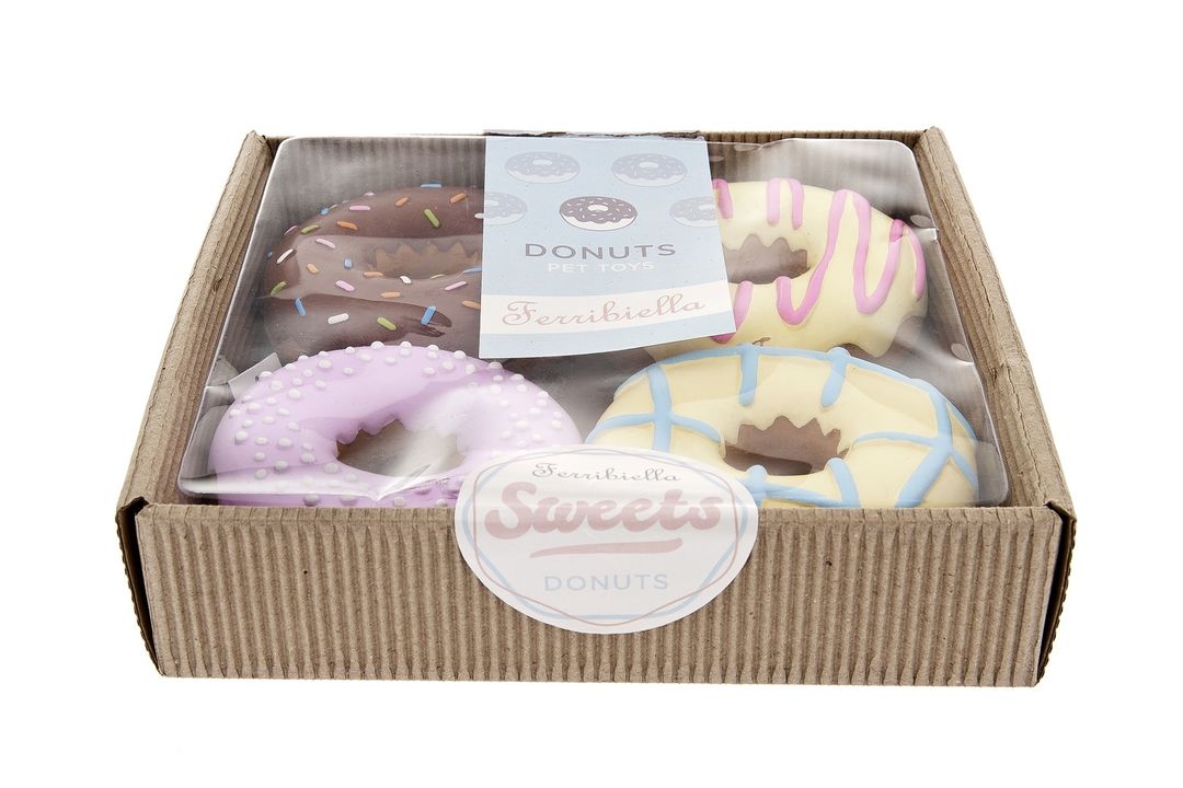 Jucarie pentru caini Donut cu sunet - culori diverse 11cm