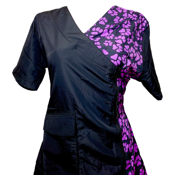 Halat Grooming Negru cu Labute Mov