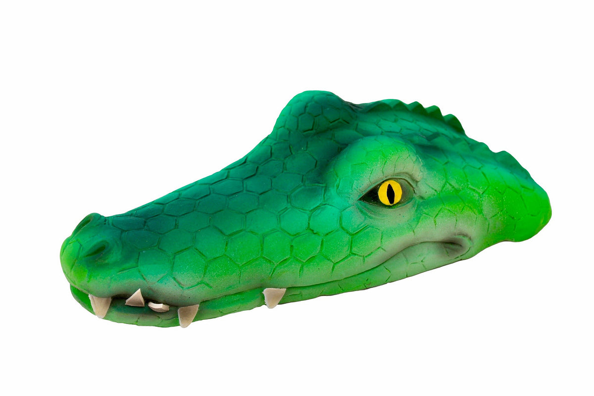 Jucarie Cauciuc Natural Cap de crocodil S- Galben