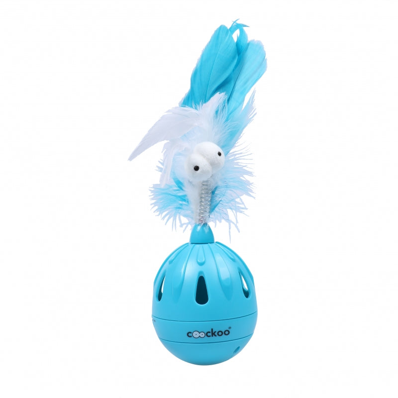 Jucarie interactiva pisici Coockoo Tumbler-albastru 19,5x7cm
