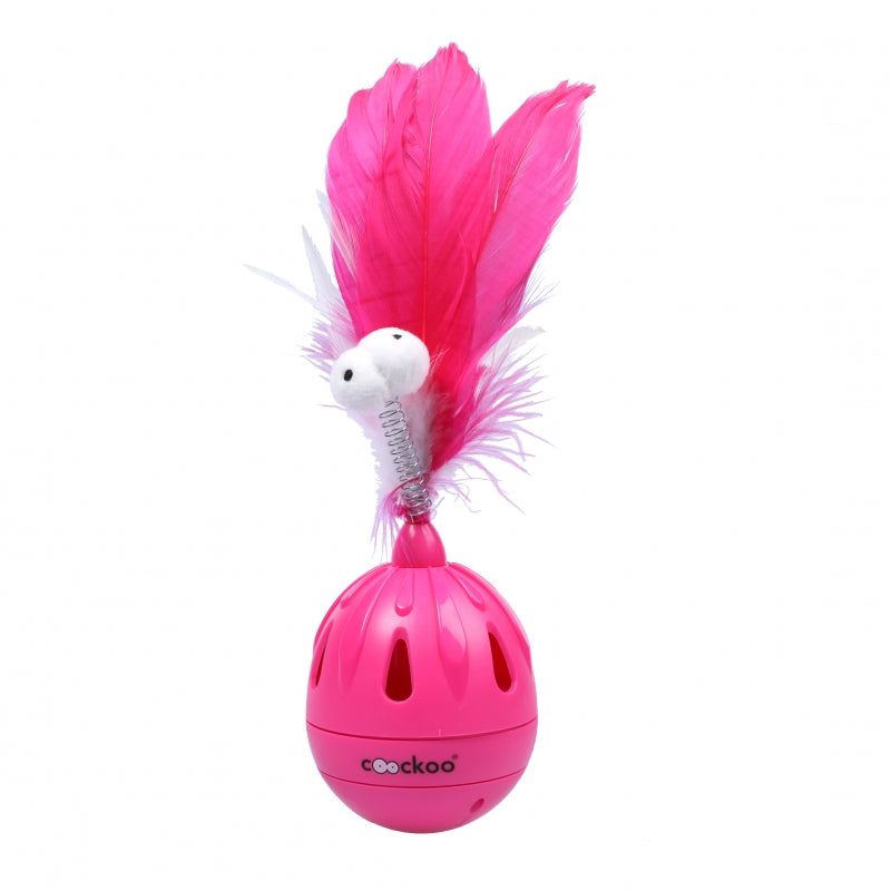 Jucarie interactiva pisici Coockoo Tumbler - roz 19,5x7cm