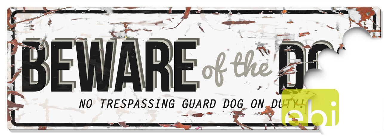 Semn atentionare  Beware of the dog alb/gri