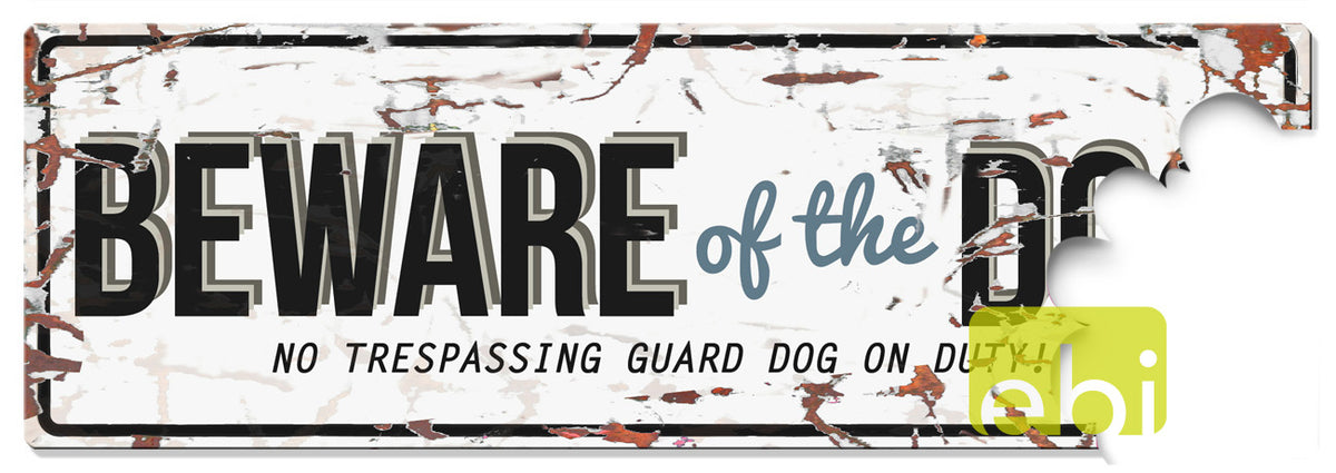 Semn atentionare  Beware of the dog alb/albastru
