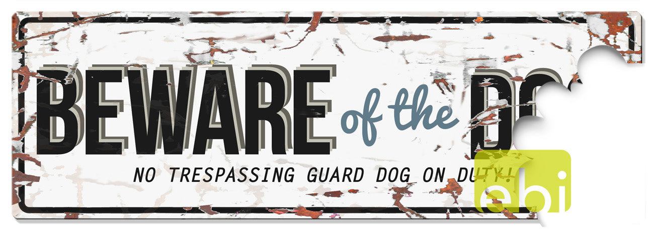 Semn atentionare  Beware of the dog alb/albastru
