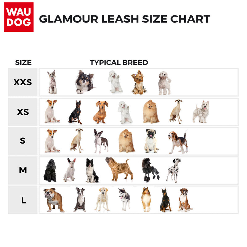 Lesa piele rotunjita pentru caini WAUDOG Glamour - Verde