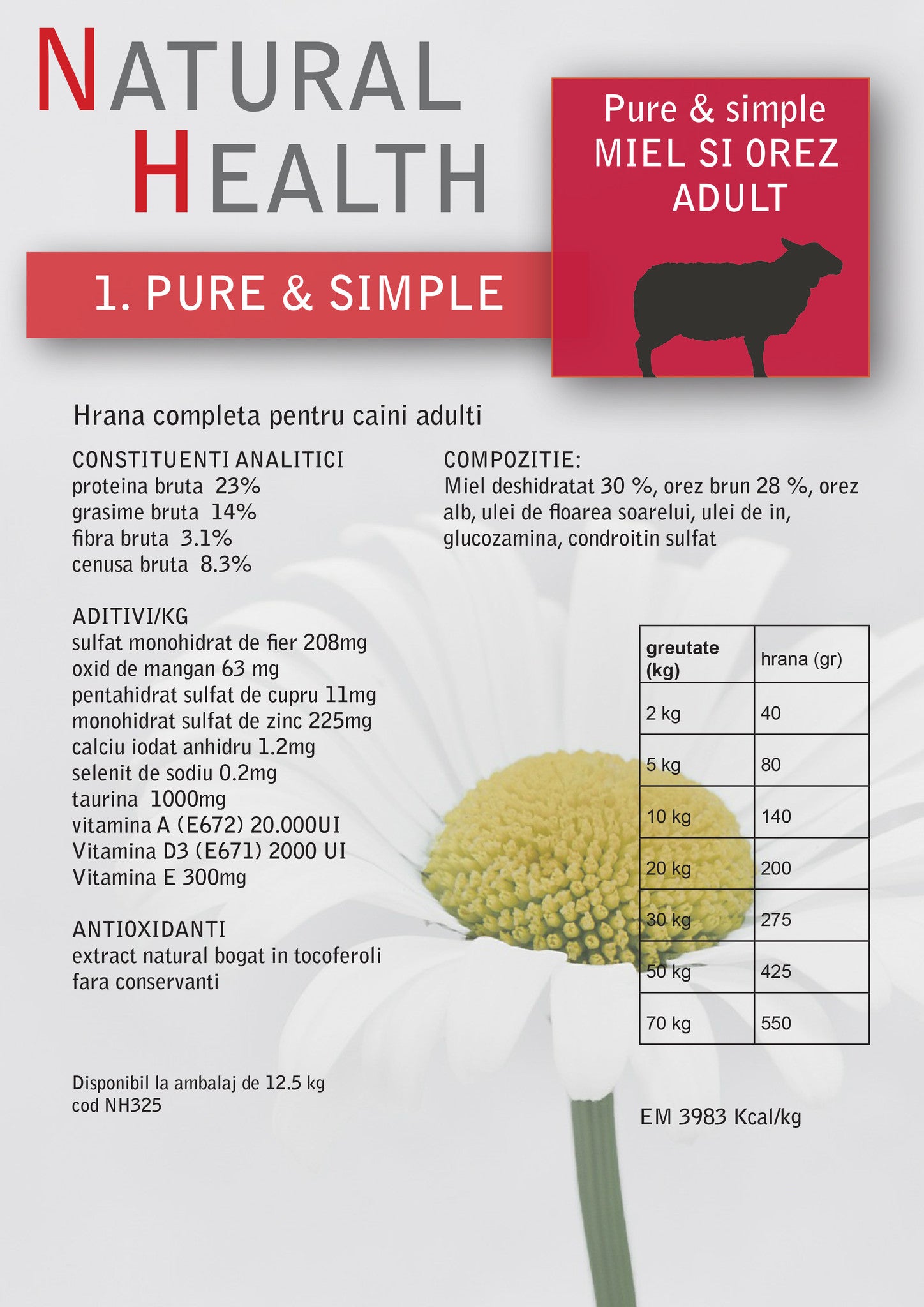 Hrana Caini Adulti - Natural Health Miel si Orez Adult 12,5kg - Cluj