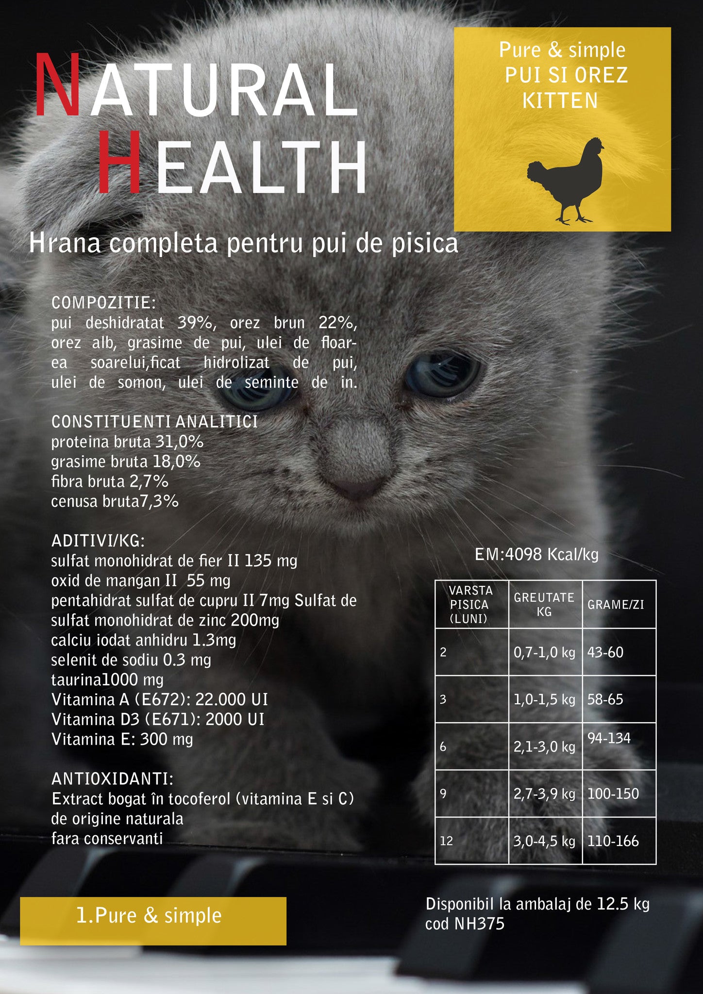 Natural Health Hrana Kitten cu pui