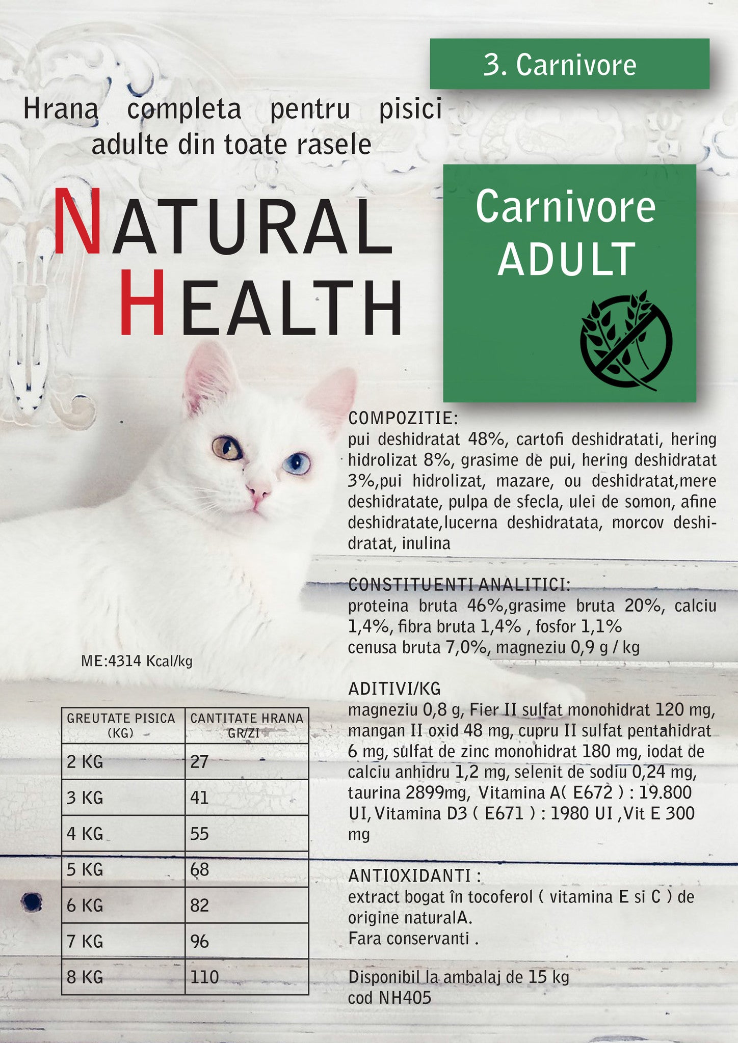 Natural Health Carnivore Hrana uscata pentru pisici cu pui si rata