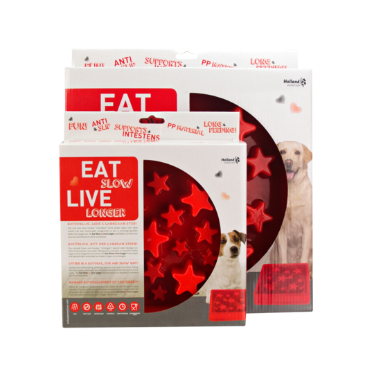 Castron hranire lenta Eat Slow Live Longer Star - Rosu