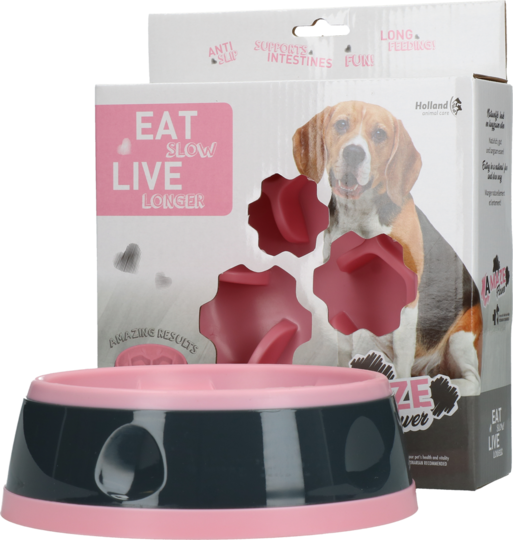 Castron hranire lenta Eat Slow Live Longer Amaze Pinwheel Roz- 13cm