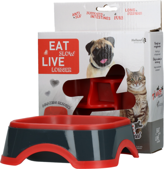 Castron hranire lenta Eat Slow Live Longer Amaze Pinwheel Rosu- 13cm