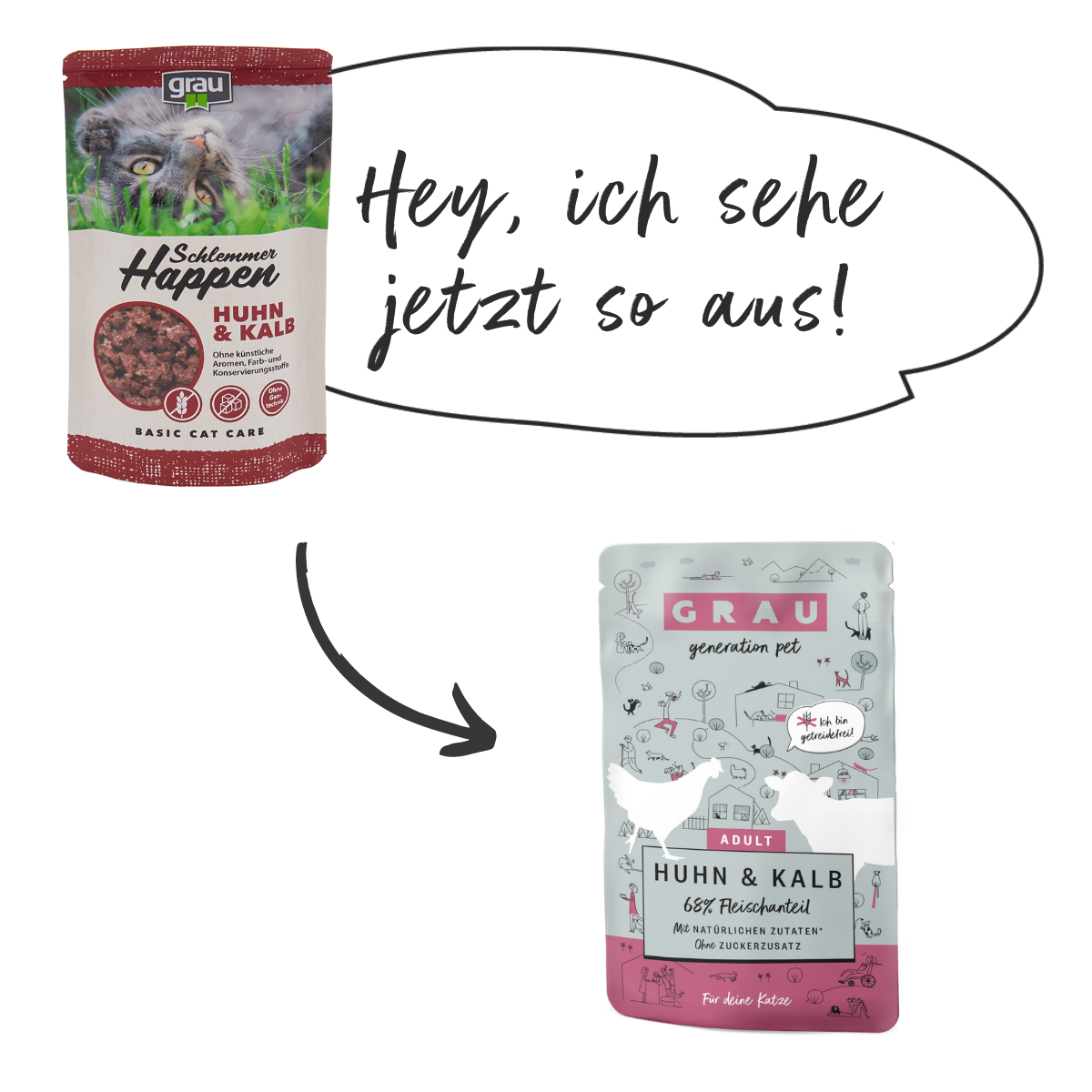 Grau Plic Hrana Umeda Pisica cu Carne de Pui si Vitel 125g