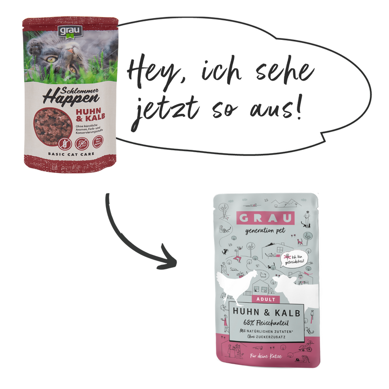 Grau Plic Hrana Umeda Pisica cu Carne de Pui si Vitel 125g