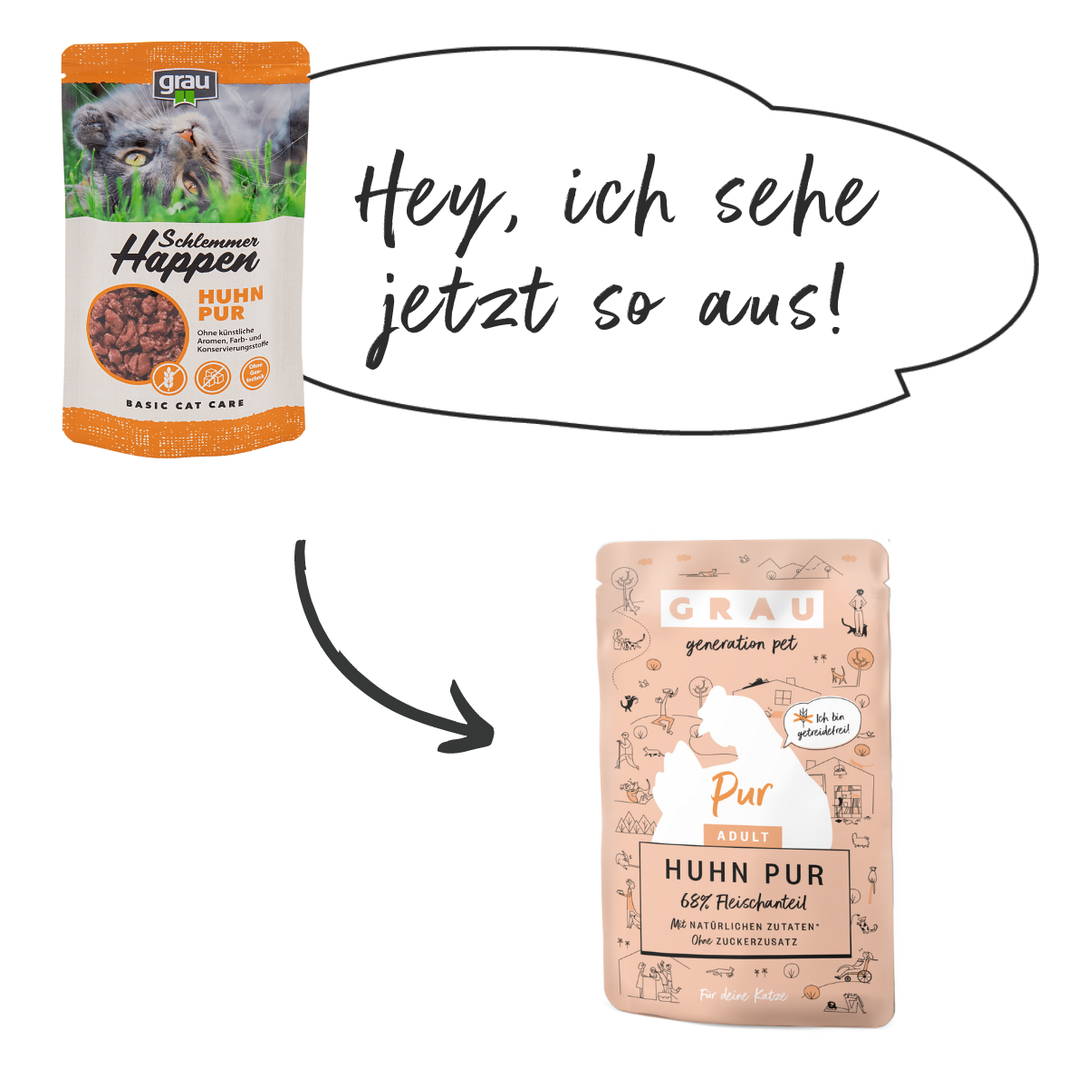 Grau Plic Hrana Umeda Pisica cu Carne de Pasare 125g