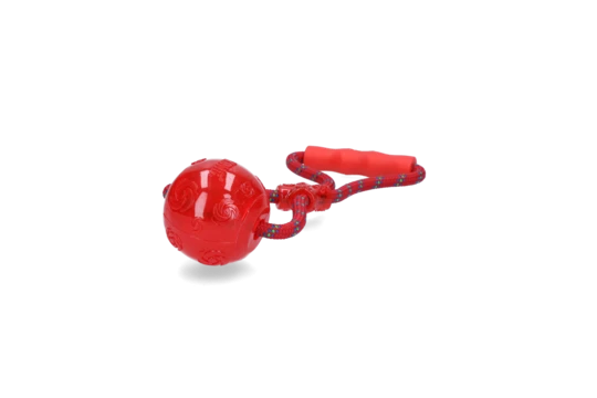 Jucarie Kong Squeezz Ball multicolor + maner din sfoara