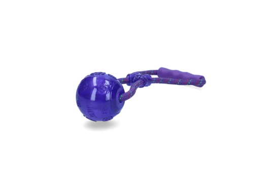 Jucarie Kong Squeezz Ball multicolor + maner din sfoara