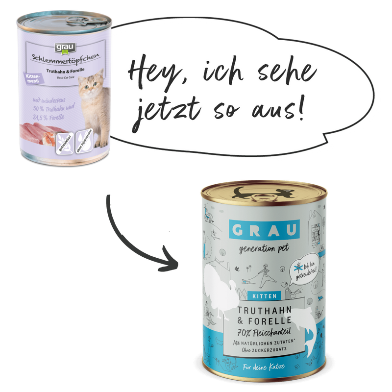 Grau Conserva pentru Pisoi cu Carne de Pastrav si Curcan 200 g
