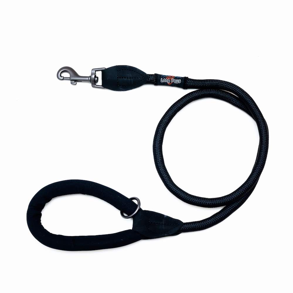 Lesă Long Paws Comfort Collection Negru 120cm -carabina clasica pentru caini