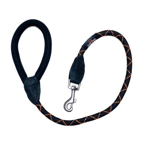 Lesă Long Paws Comfort Collection Negru/ Rosu 120cm -carabina clasica pentru caini